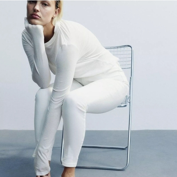 H&M White Curvy Jeggings Ultra High Waist Ankle Lenght Skinny‎ Size 2 & Denim - Picture 3 of 10